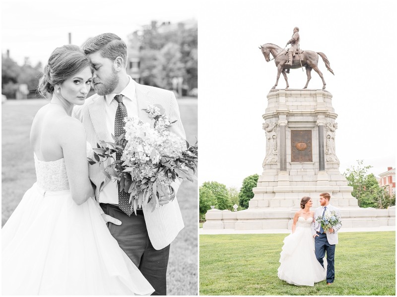 bride-and-groom-downtown-richmond-monument-avenue