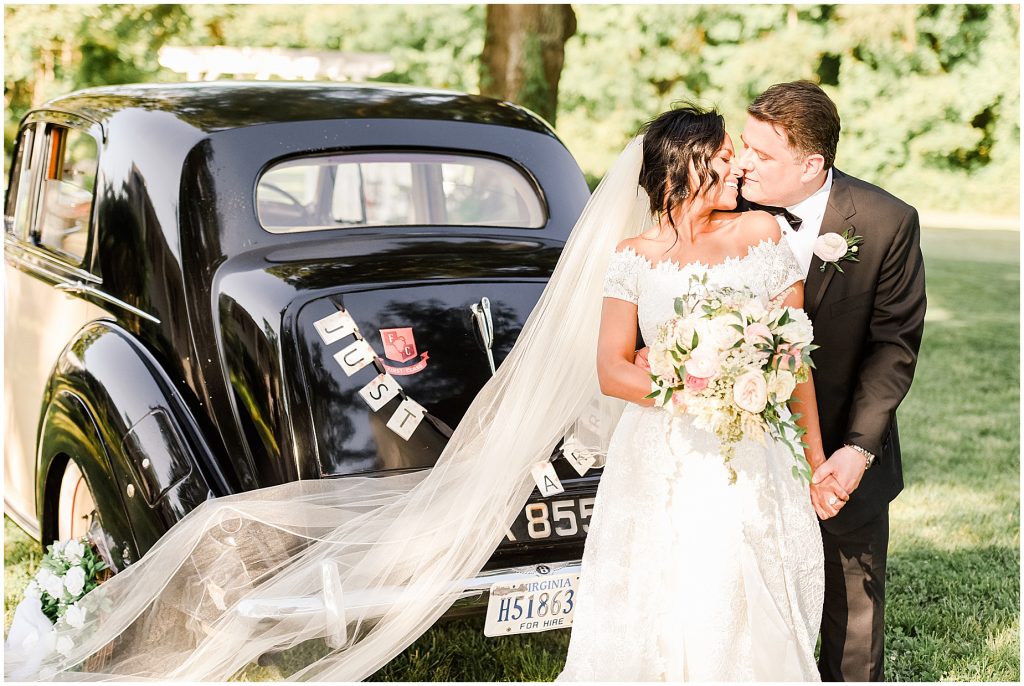 wedding virginia photographers amber grove bride and groom vintage car rolls royce