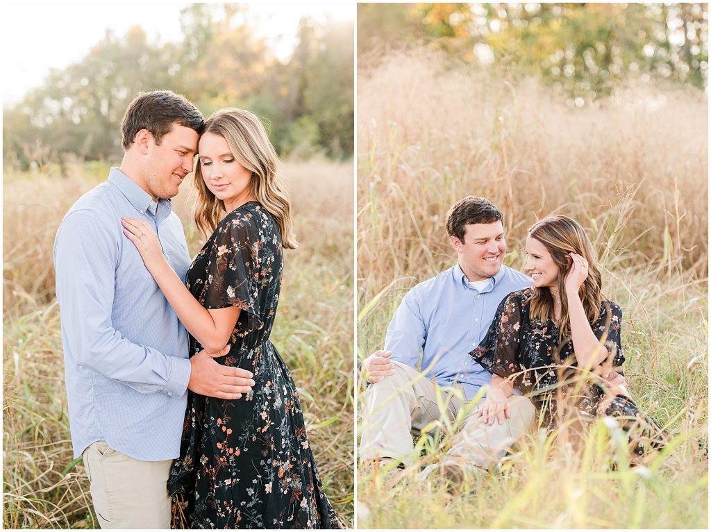 engagement session couple at belle isle in beautiful dress in richmond virginia