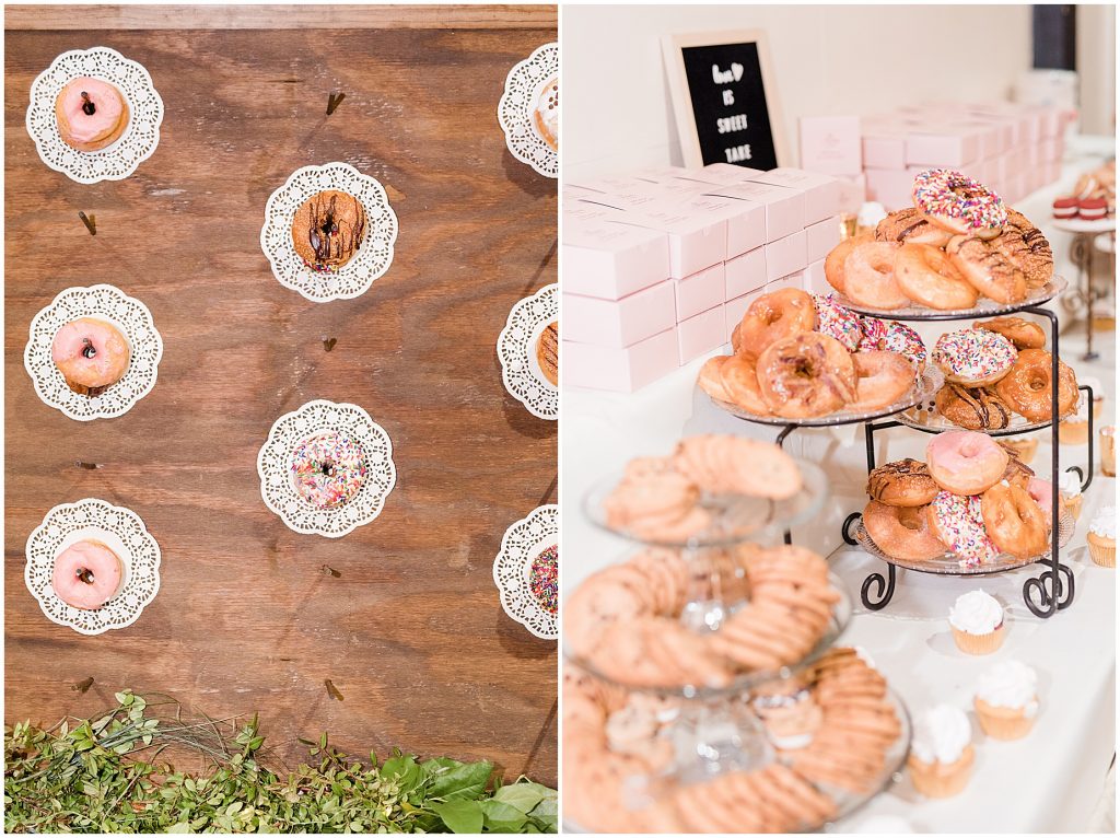 2019 wedding highlights virginia photographers reception details petersburg donut wall