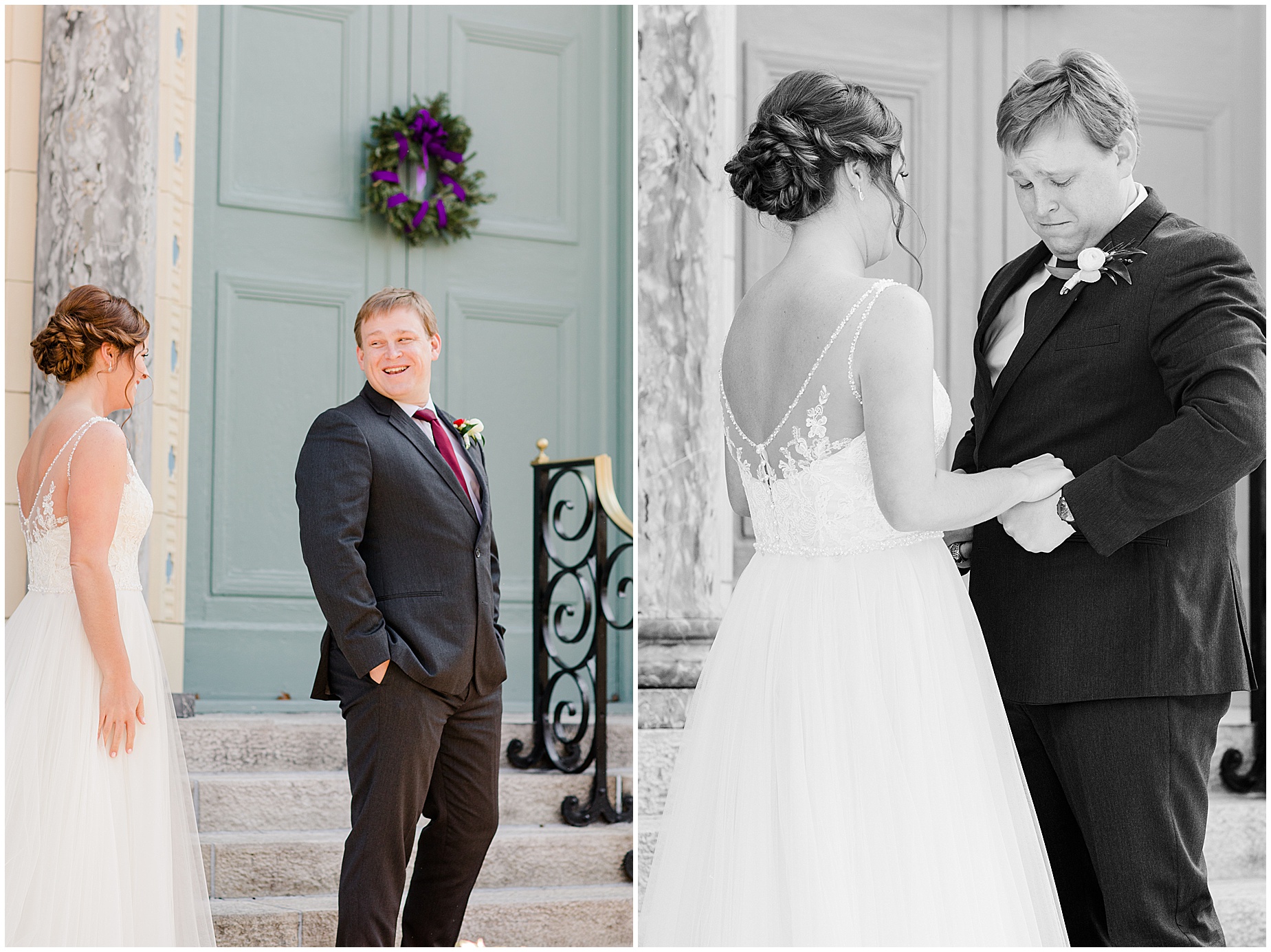 norfolk wedding photographer first look reaction