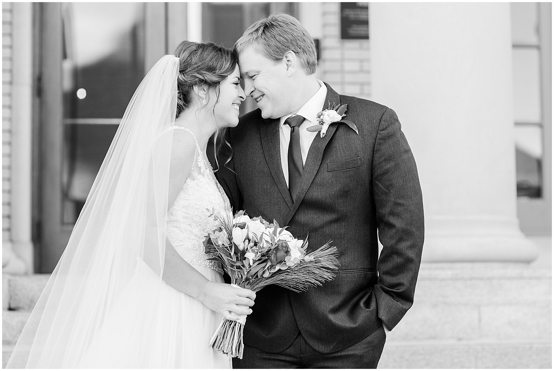 Historic Post Office Winter Wedding bride and groom