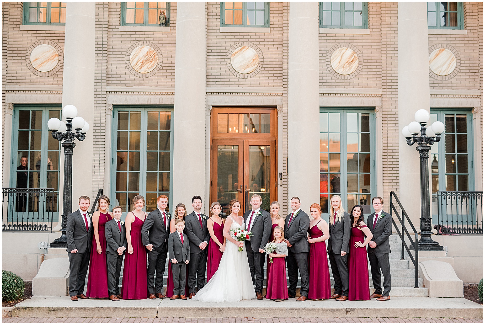 Historic Post Office Winter Wedding bridal party