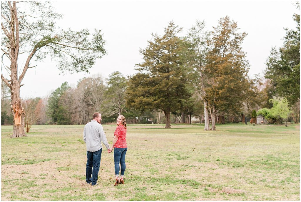 Richmond Spring Engagement Session Wisteria Farms open field
