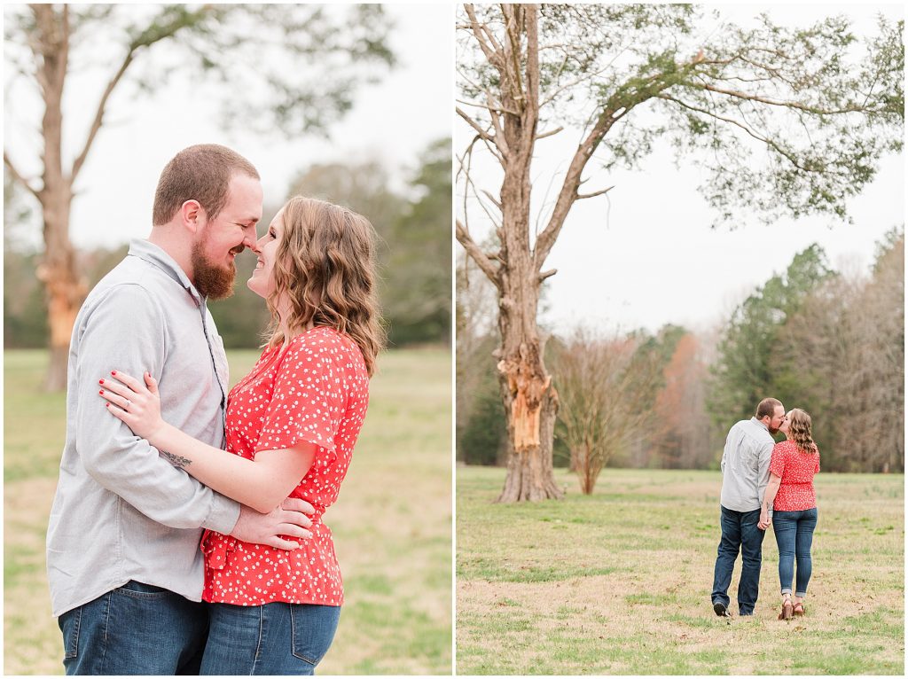 Richmond Spring Engagement Session Wisteria Farms field