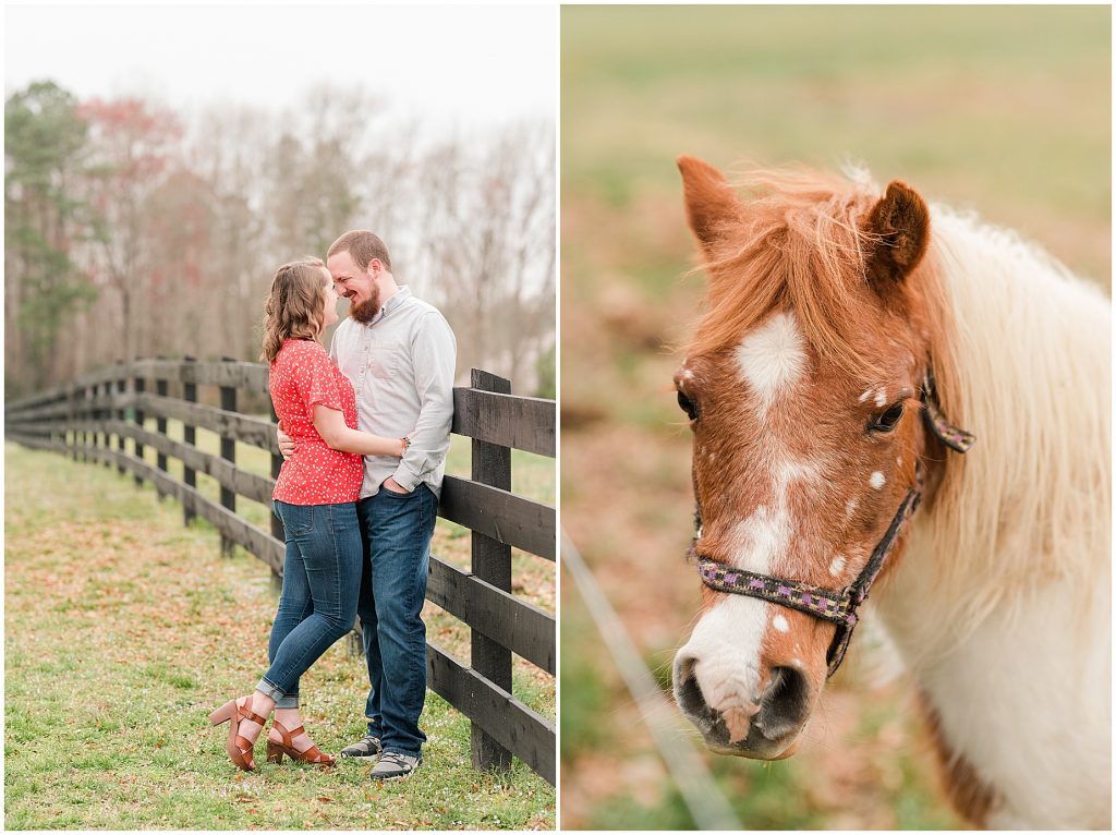Richmond Spring Engagement Session Wisteria Farms with horses