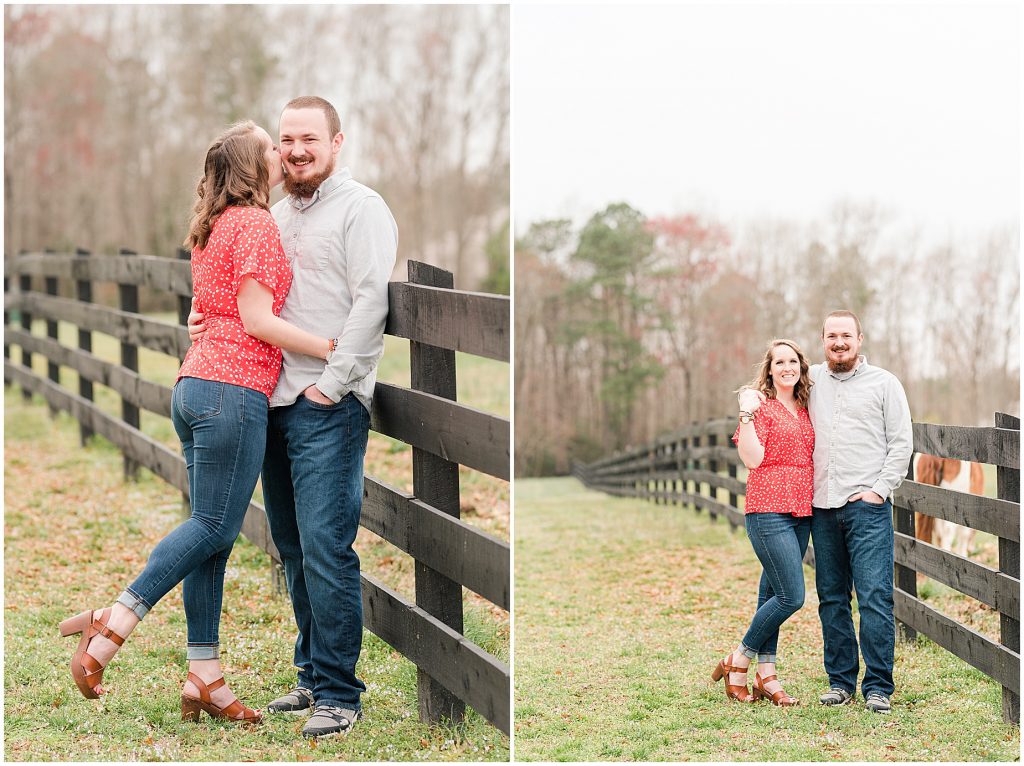Richmond Spring Engagement Session Wisteria Farms cool fence