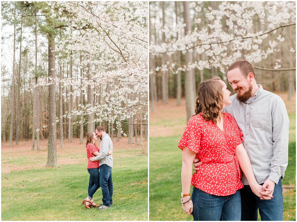 Richmond Spring Engagement Session Wisteria Farms cherry blossom