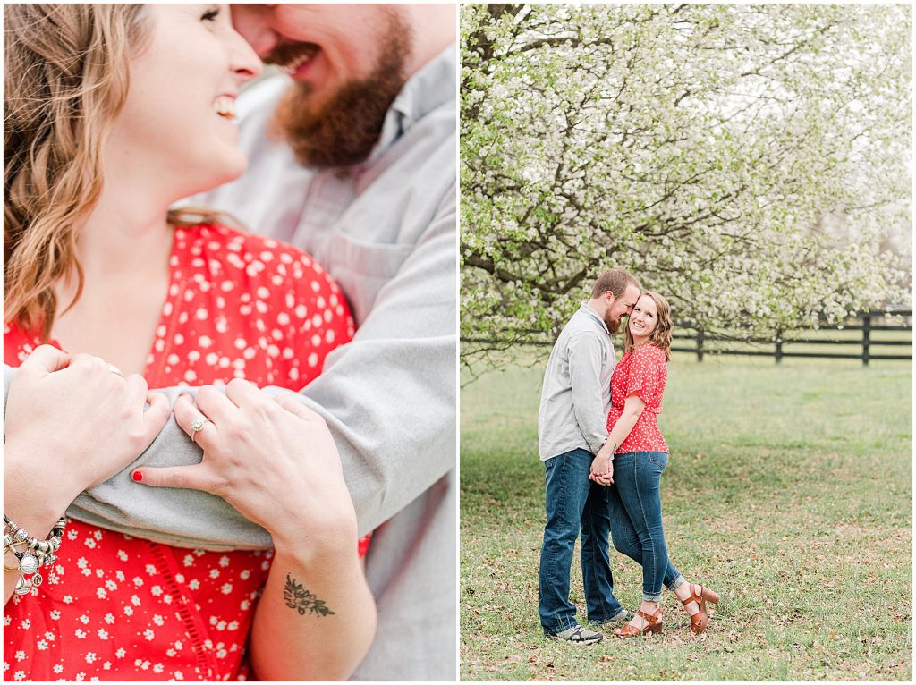 Richmond Spring Engagement Session details at Wisteria Farms