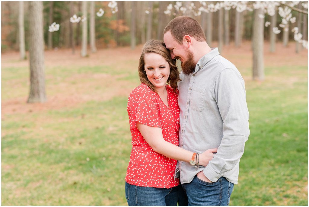 Richmond Spring Engagement Session Wisteria Farms white cherry blossom