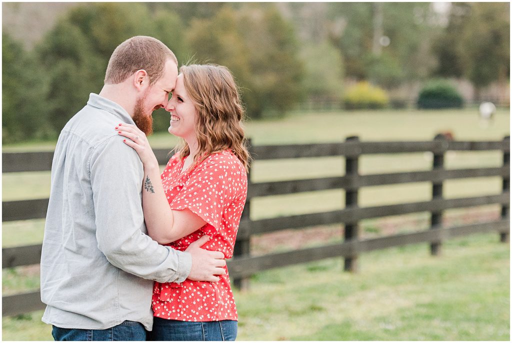 Richmond Spring Engagement Session at Wisteria Farms with horse field
