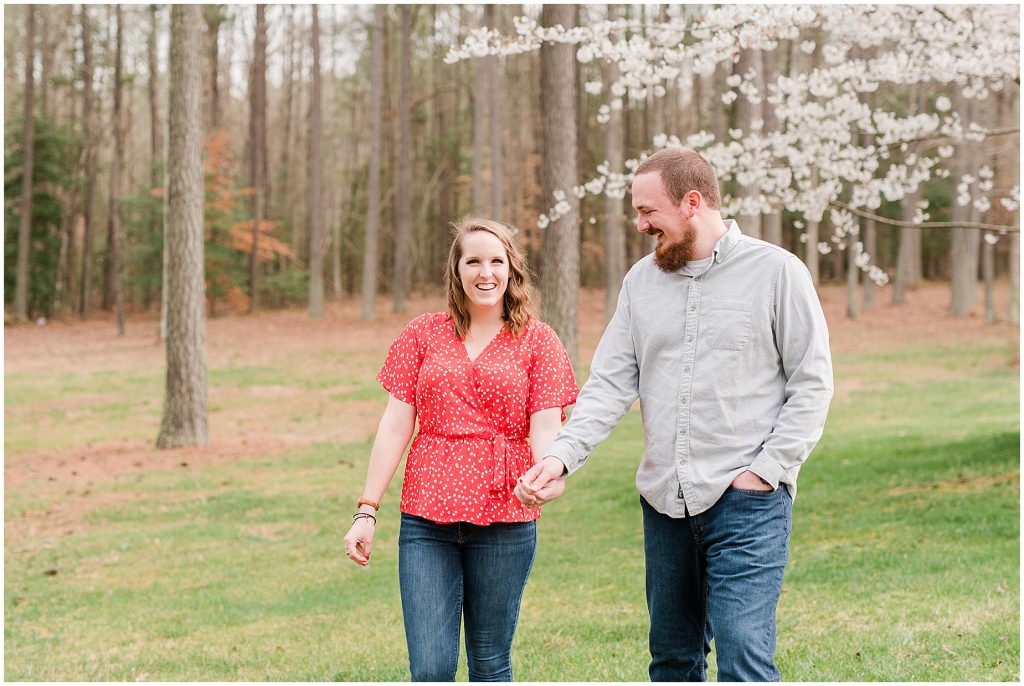 Richmond Spring Engagement Session Wisteria Farms walking cute