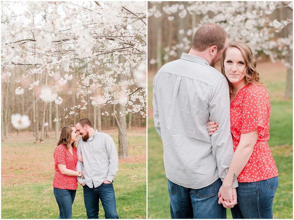 Richmond Spring Engagement Session Wisteria Farms white flowers