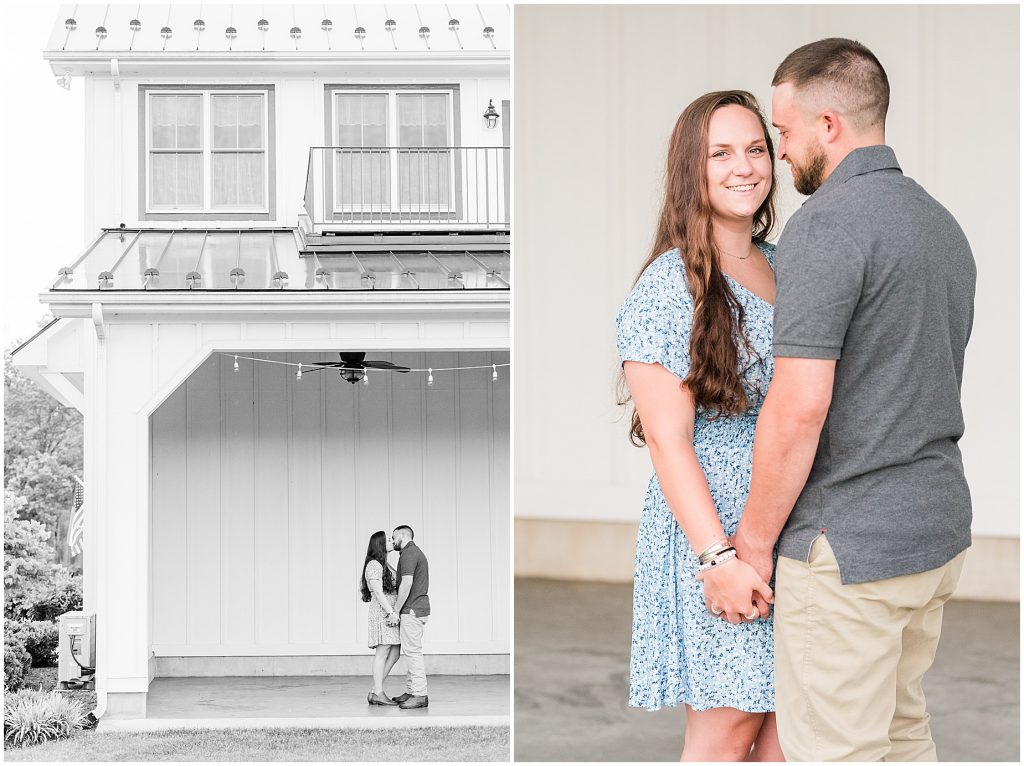 engagement session couple at barn at edgewood