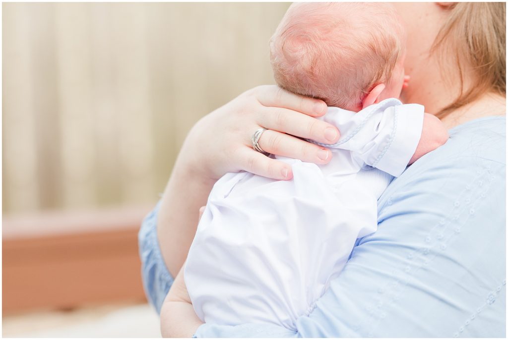 Backyard Newborn and Family Photography close up baby