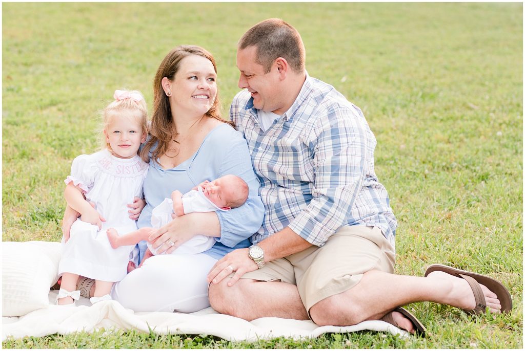 Backyard Newborn and Family Photography on grass