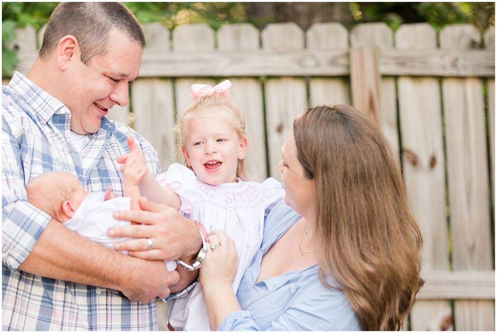 Backyard Newborn and Family Photography with toddler