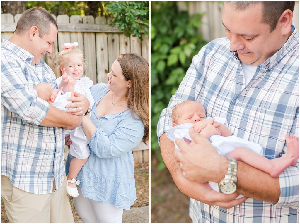 Backyard Newborn and Family Photography blue and pink