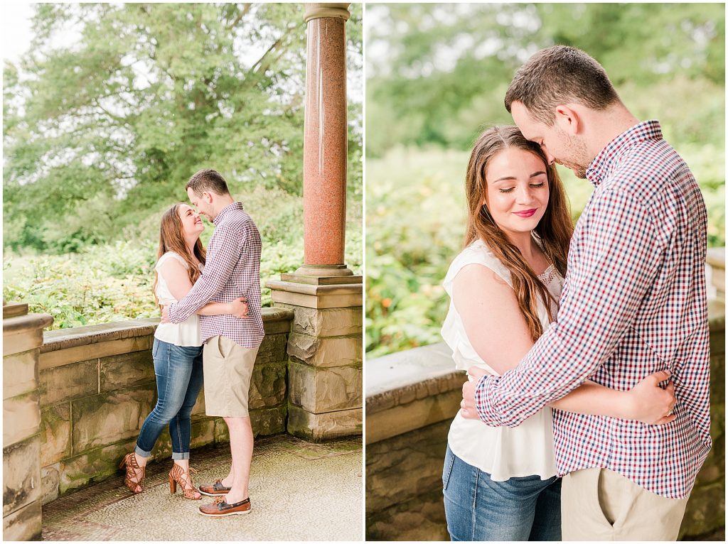 maymont park engagement couple on mansion porch 