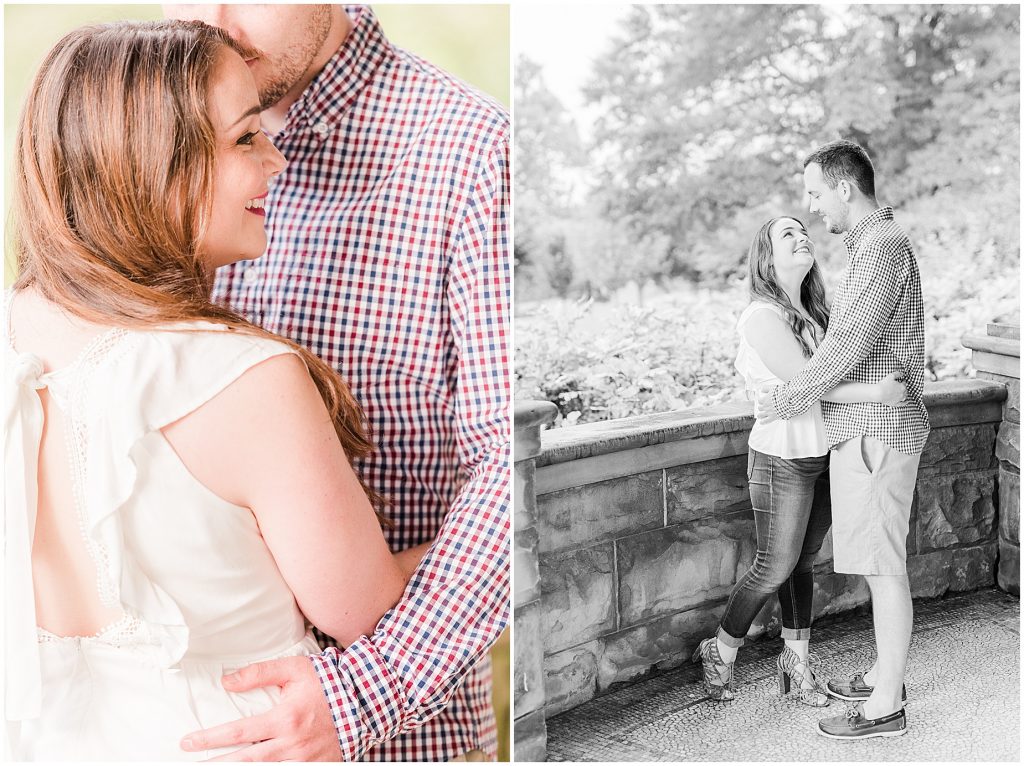 maymont park engagement couple on mansion porch 