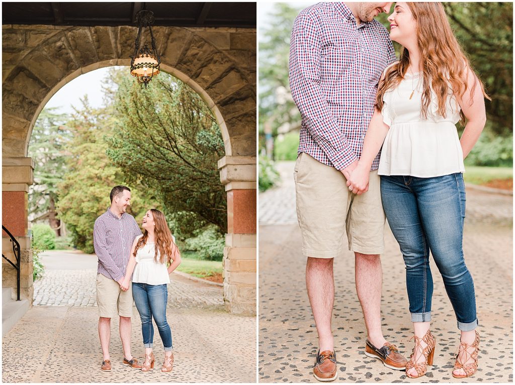 maymont park engagement session with couple under arch at mansion