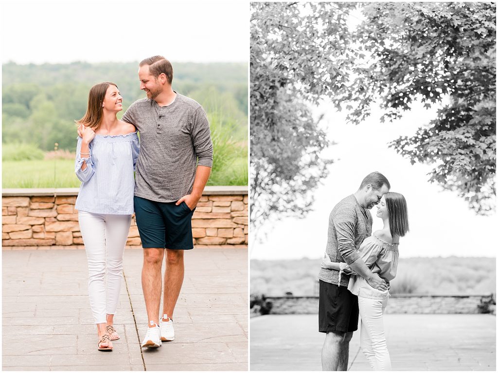 Lansdowne golf resort engagement couple standing on clearing with trees around them at a golf course