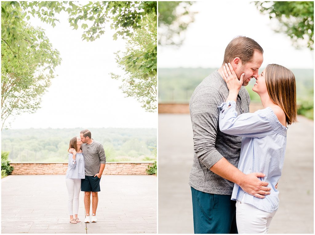 Lansdowne golf resort engagement couple standing on clearing with trees around them at a golf course