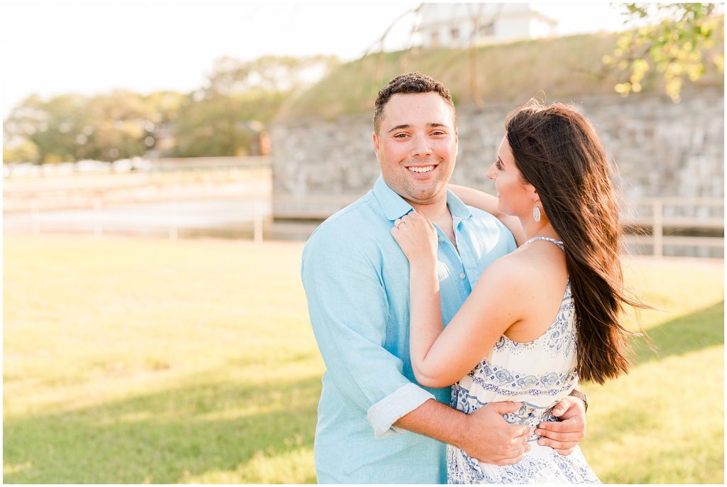 Fort Monroe Hampton Virginia Engagement blue outfit