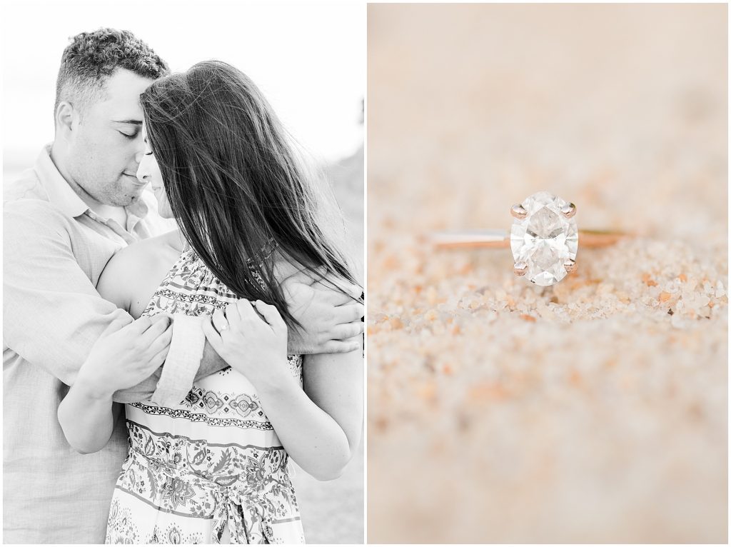 Fort Monroe Hampton Virginia Engagement ring in sand detail