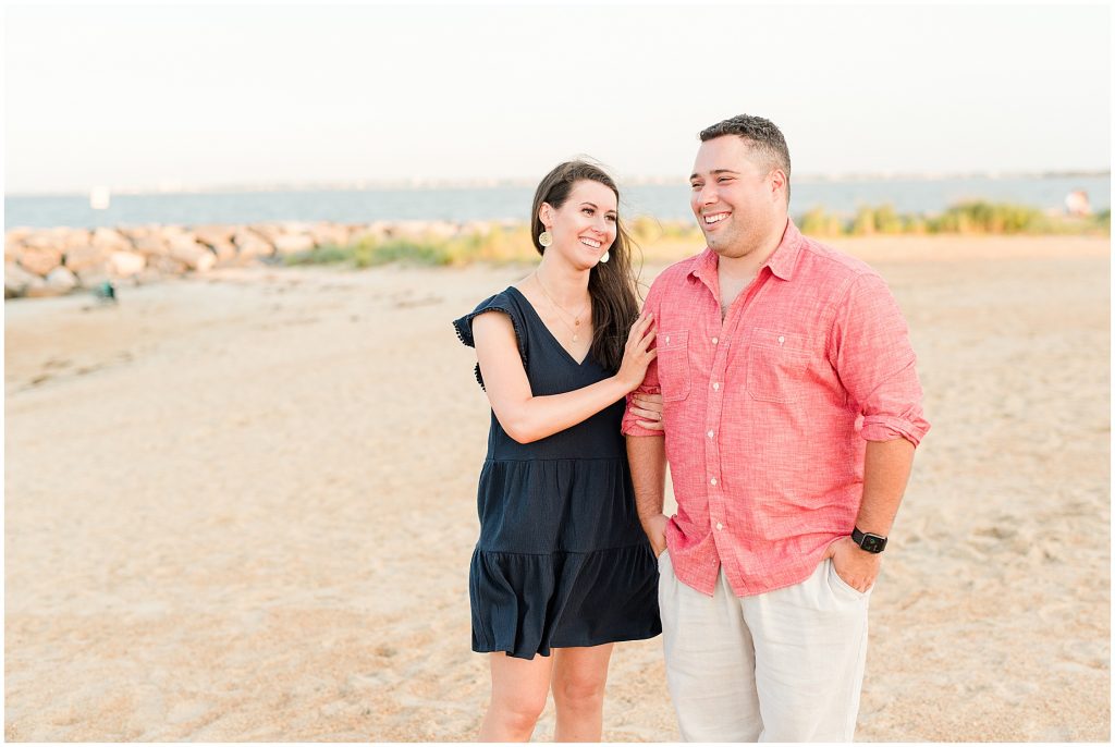 Fort Monroe Hampton Virginia Engagement on beach