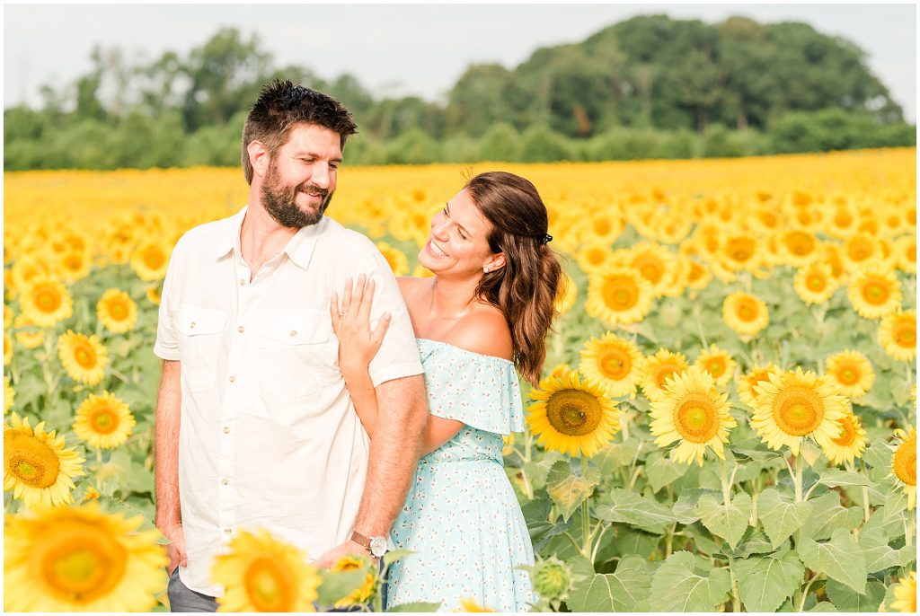 sunflower field engagement session alvis farms richmond virginia 