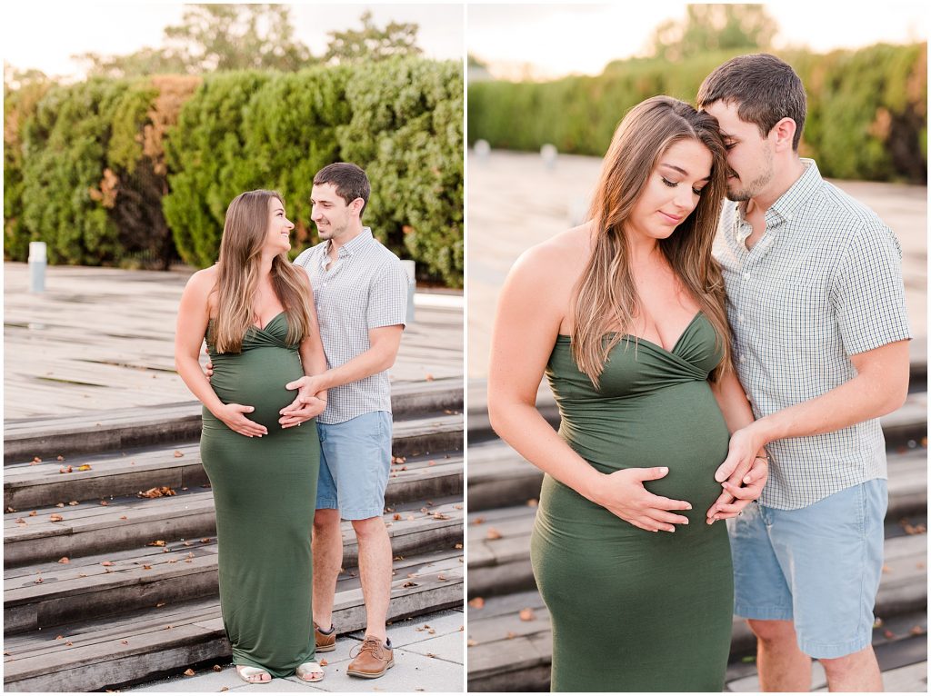 VMFA richmond maternity couple on pavillion holding baby bump