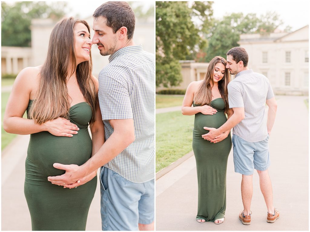 VMFA Richmond Maternity pregnant mother to be and father in front of historic building