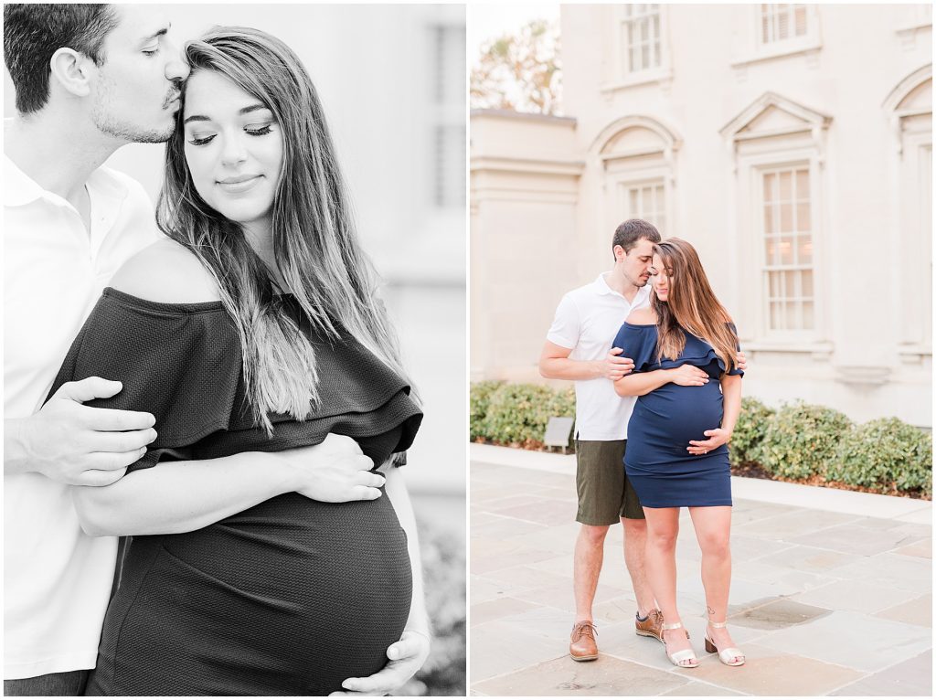 VMFA Richmond Maternity session pregnant mother to be and father in front of historic building