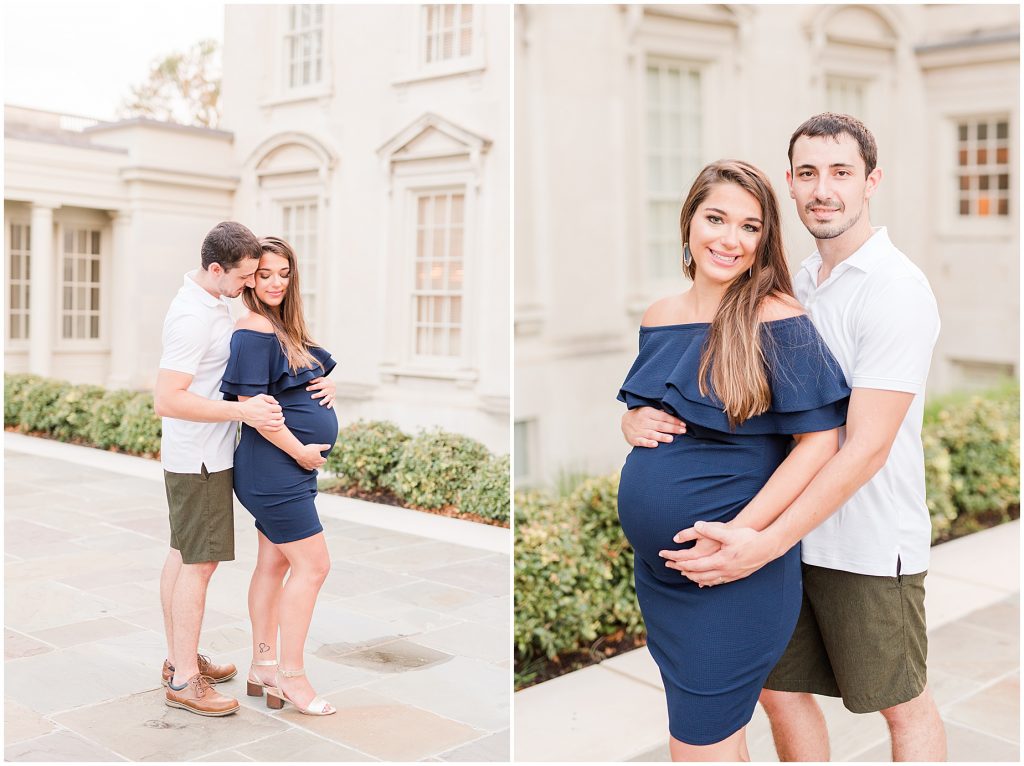 VMFA Richmond Maternity session pregnant mother to be and father in front of historic building