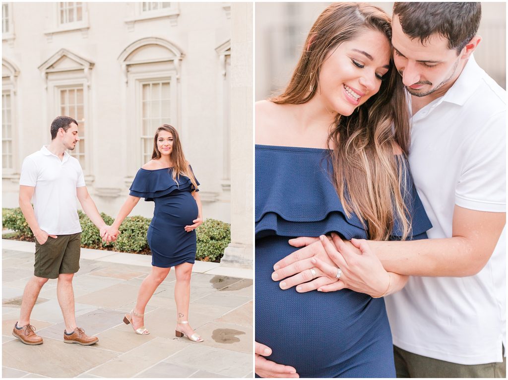 VMFA Richmond Maternity session pregnant mother to be and father walking and in love