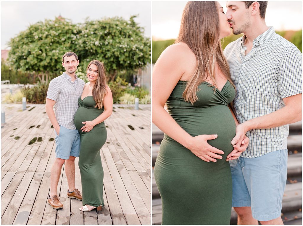 VMFA richmond maternity couple on top deck at the Virginia Museum of Fine Arts