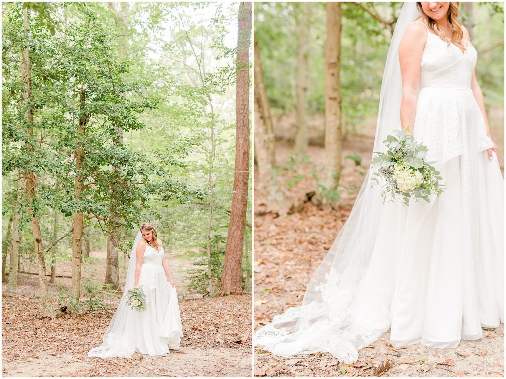 bride in woods chanco on the james river richmond virginia wedding photographers