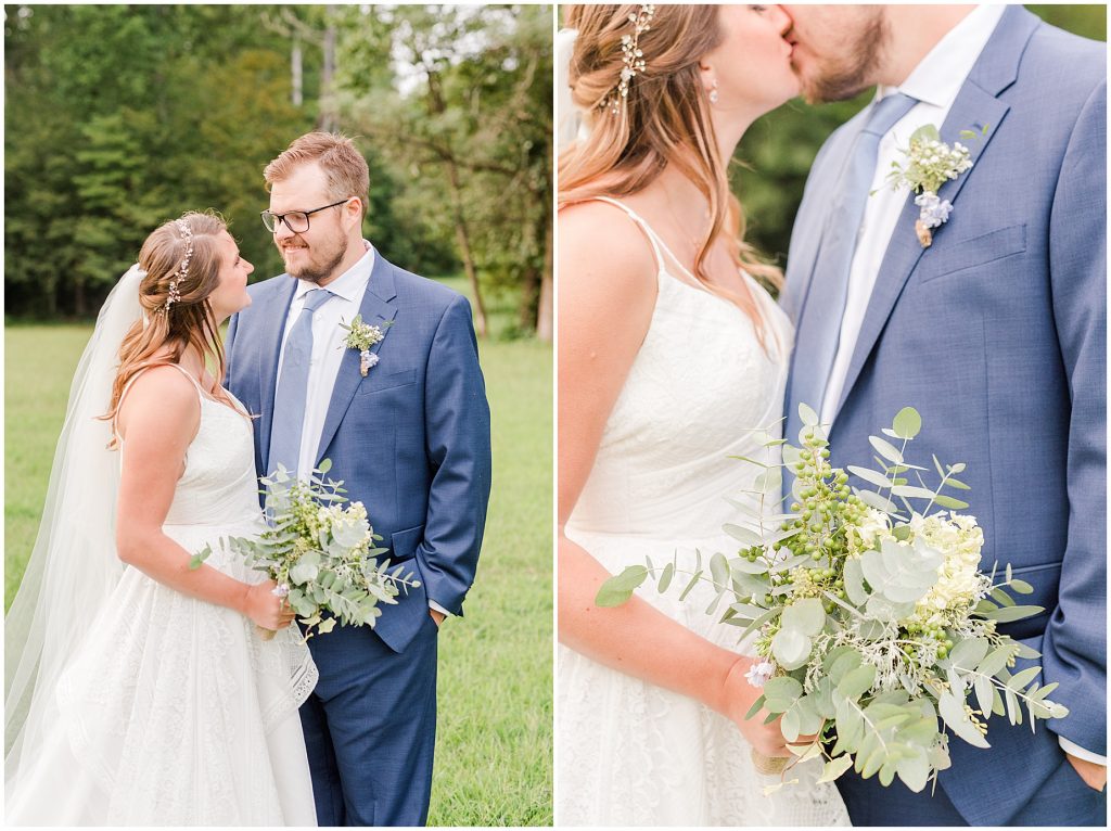 bride and groom in field chanco on the james river richmond virginia wedding photographers