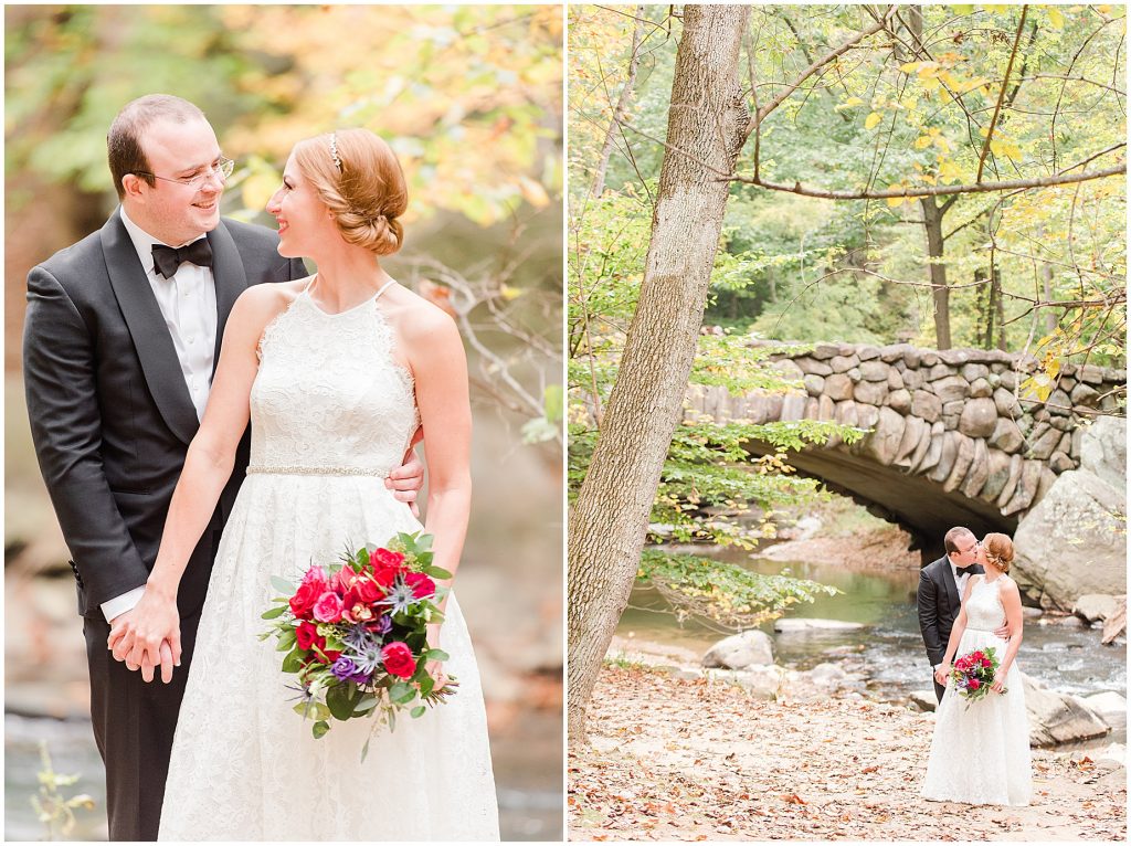 bride and groom in rock bridge park washington dc elopement
