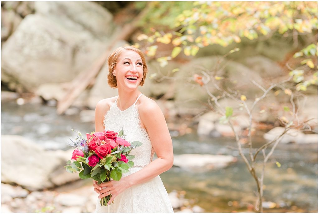 bride in rock bridge park washington dc elopement