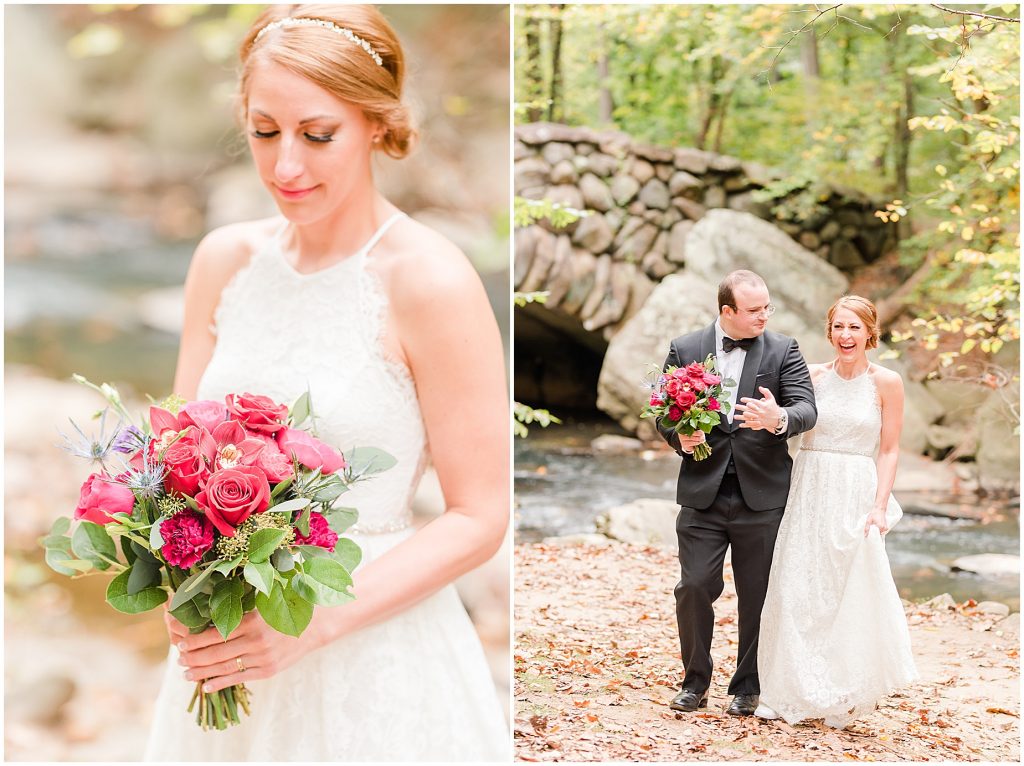 bride and groom in rock bridge park washington dc elopement