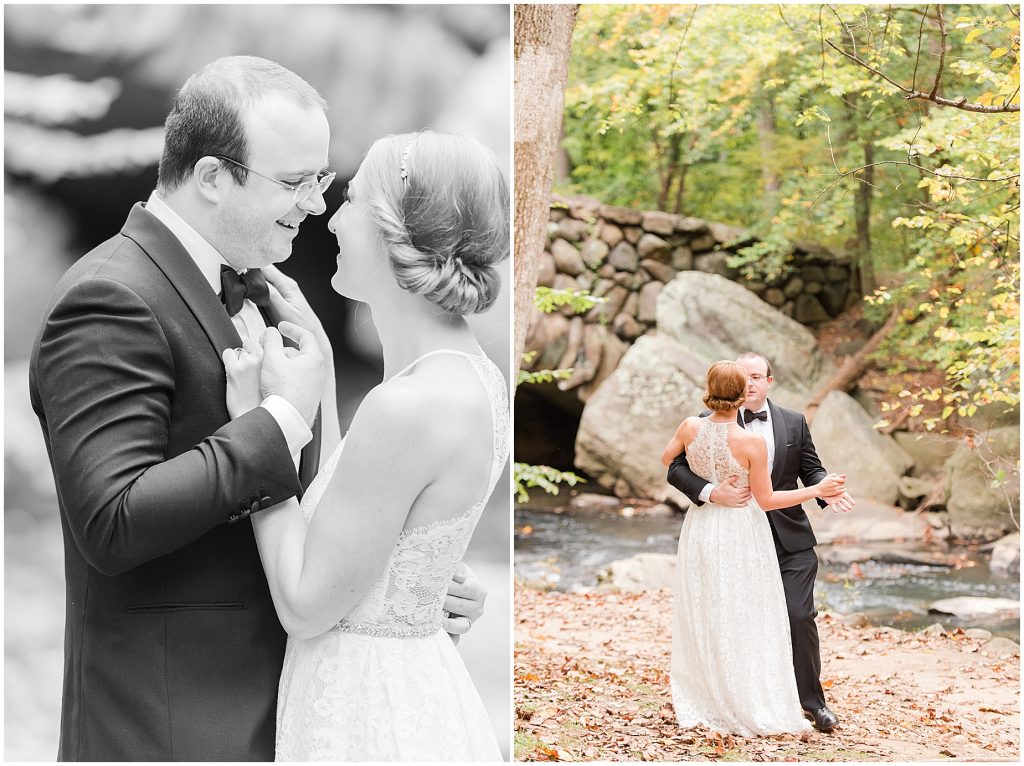 bride and groom first dance in rock bridge park washington dc elopement