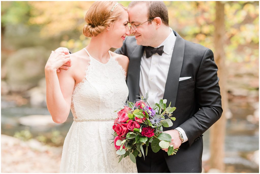 bride and groom in rock bridge park washington dc elopement