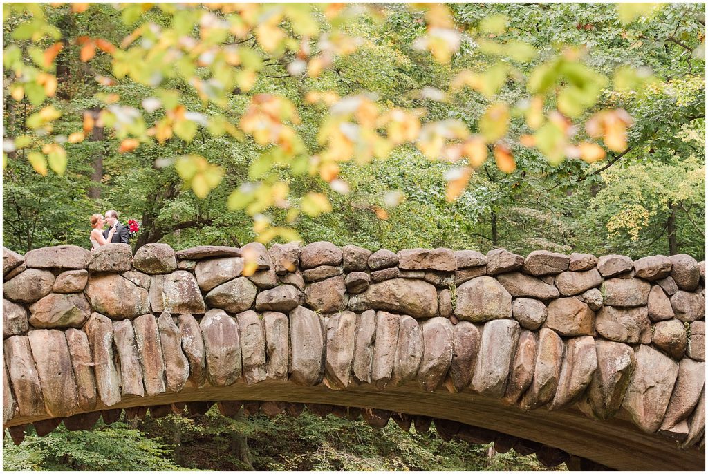 bride and groom in rock bridge park washington dc elopement