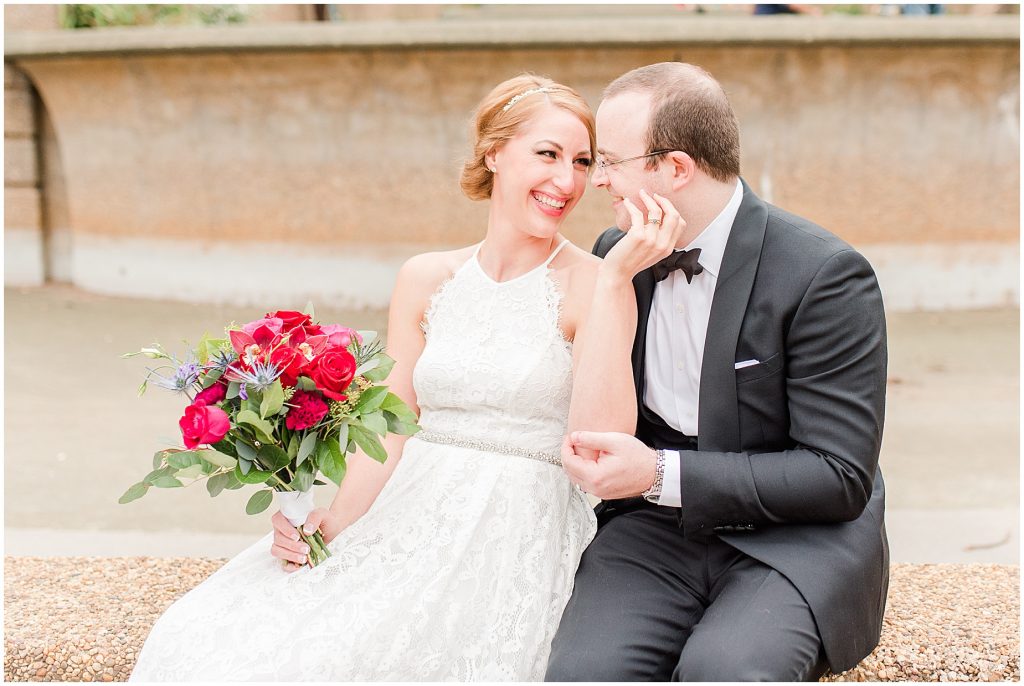 bride and groom in Meridian Hill Park washington dc elopement