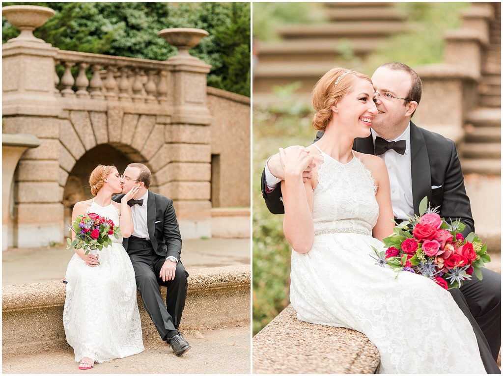 bride and groom in Meridian Hill Park washington dc elopement