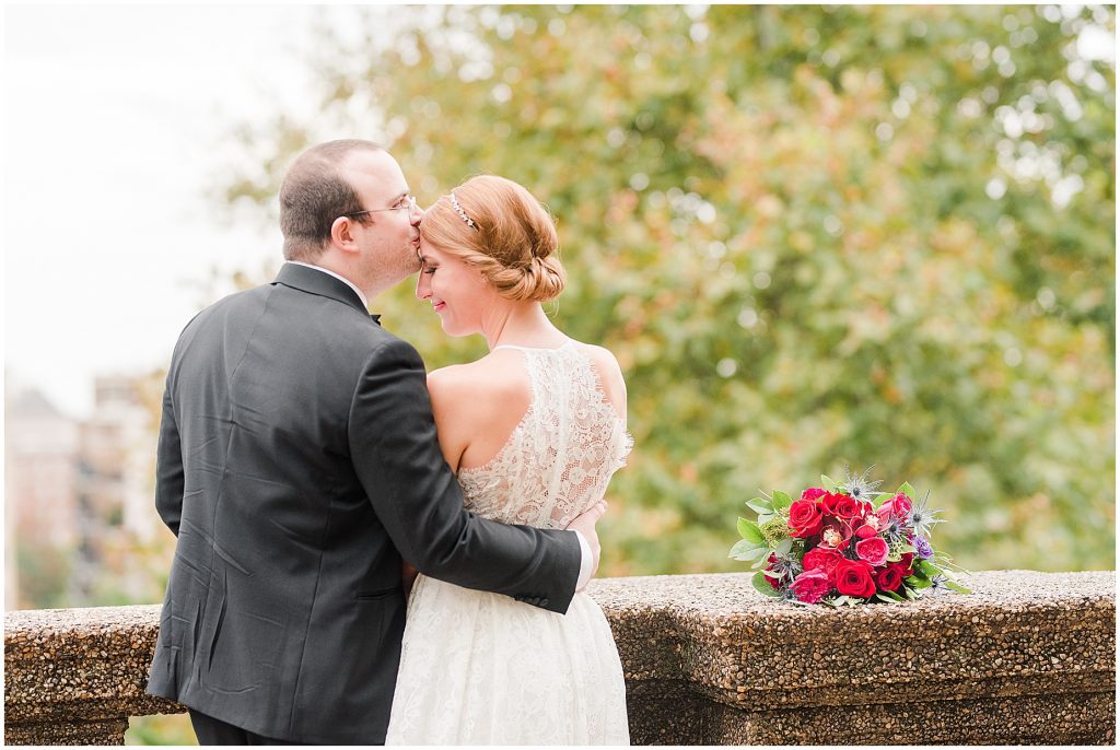 bride and groom in Meridian Hill Park washington dc elopement