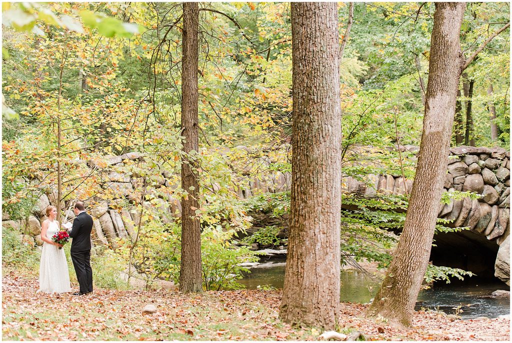 elopement bride and groom in rock bridge park washington dc