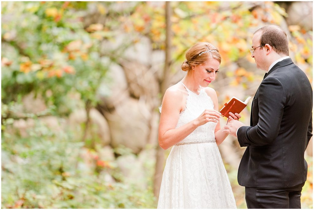 intimate elopement ceremony washington dc rock bridge